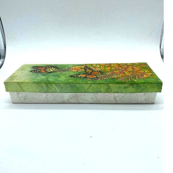 Butterfly Garden Long‎ Capiz Shell Box Philippines Iridescence Decorative Box - Picture 2 of 9